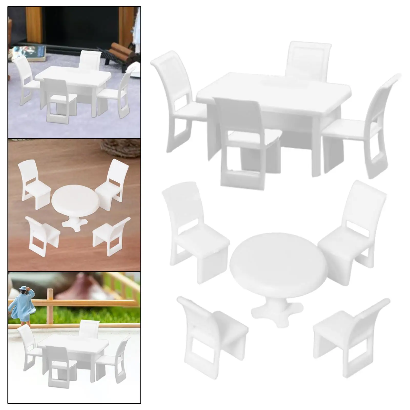 1: 50 Table and Chairs Set Village Miniature Table and Chairs Set Diorama Accessory for Diorama Sand Table Micro Landscape