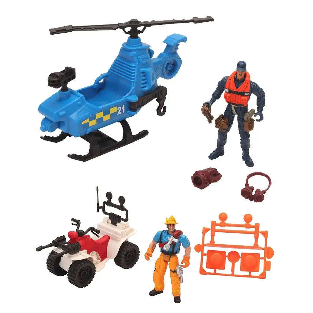 Simulated Helicopter/ Motorcycle Scene Model Figure Doll Children Boys Educational Toys