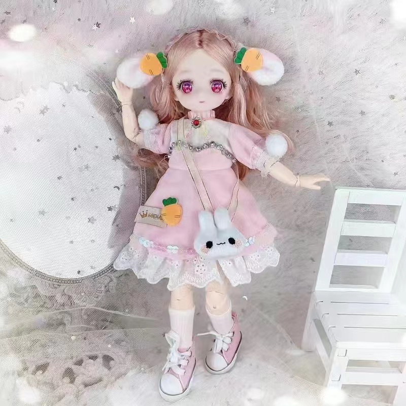 30cm Kawaii BJD Doll Girl 6 Points Joint Movable Doll with Fashion Clothes Soft Hair Dress Up Girl Toys Birthday Gift Doll New