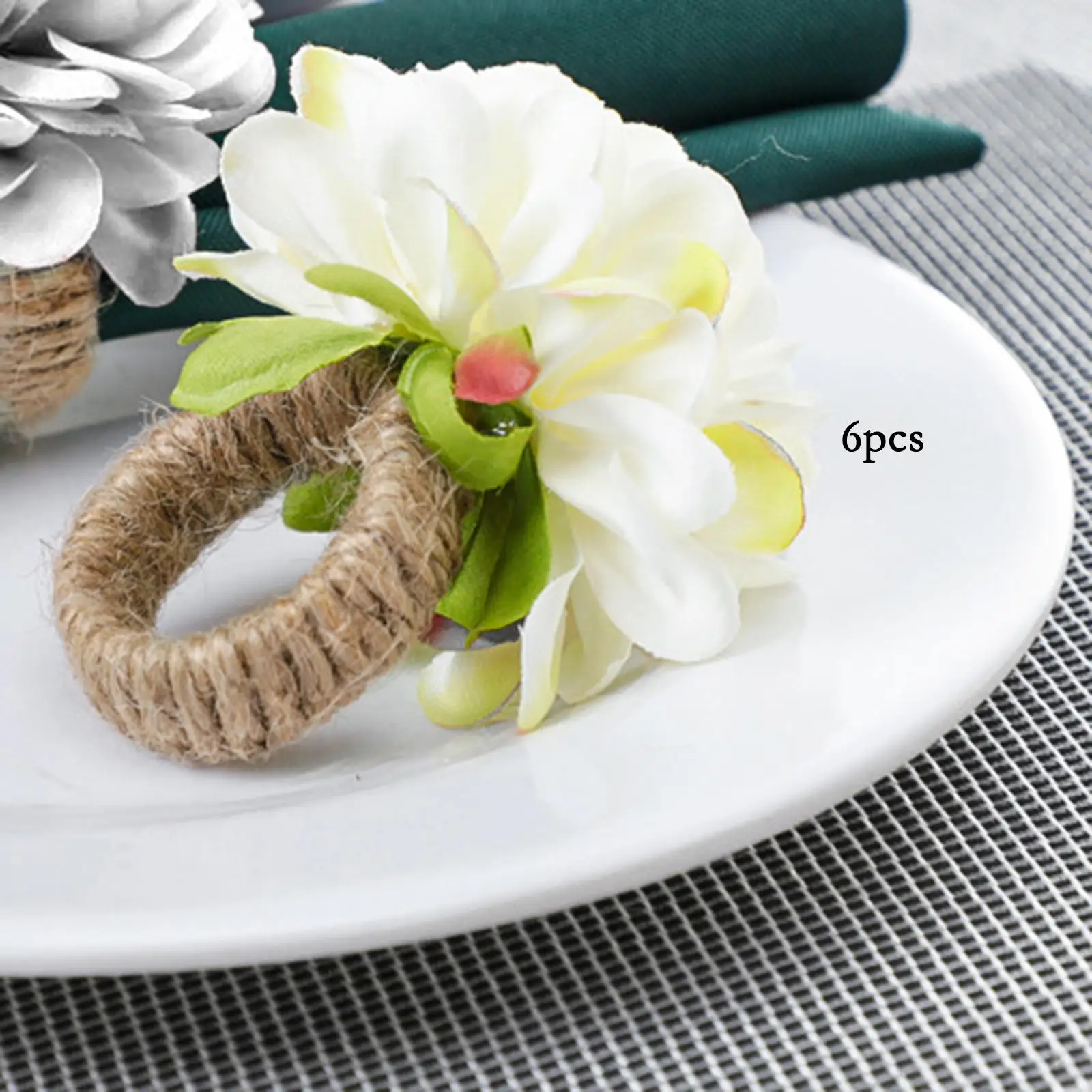 6x Flower Shaped Napkin Holder Crafts for Festival Valentine`S Day Christmas Wedding Dining Table 