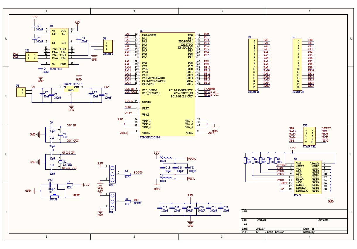 Схема отладочной платы stm32