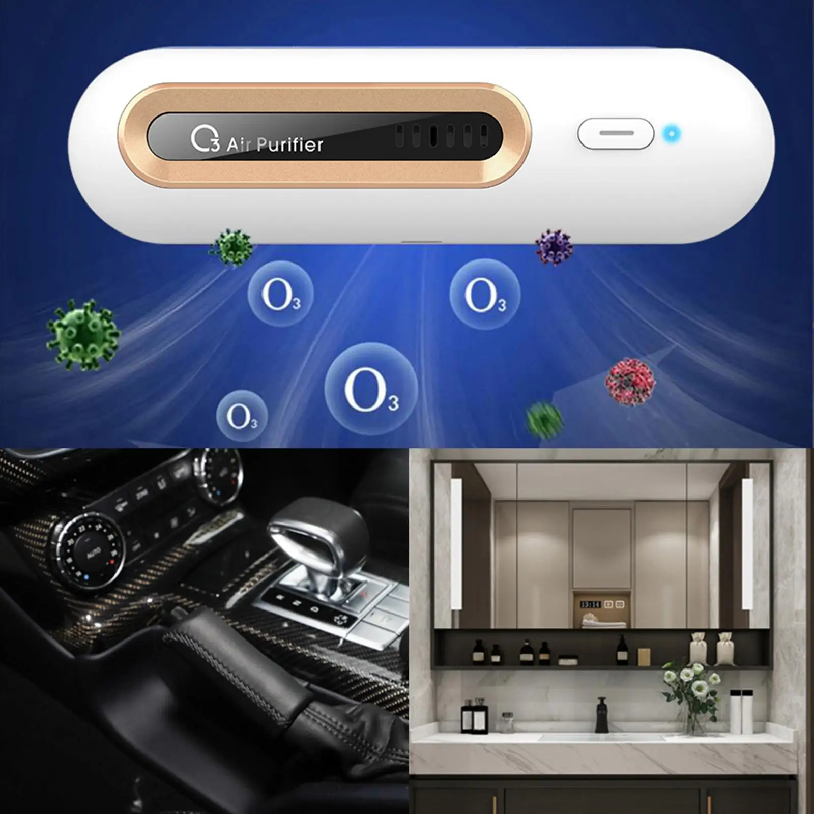 Portable Ozonator USB Refrigerator Purifier Food Preservation Odor Remover for Household, Car, Home, Cabinet, Bathroom