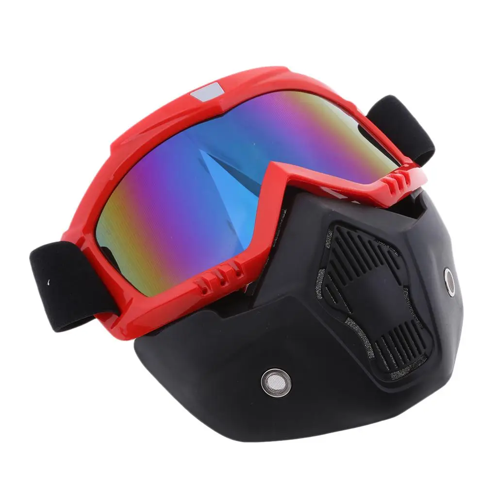 Detachable Motorcycle Helmet Face Mask Windproof Dustproof Goggles