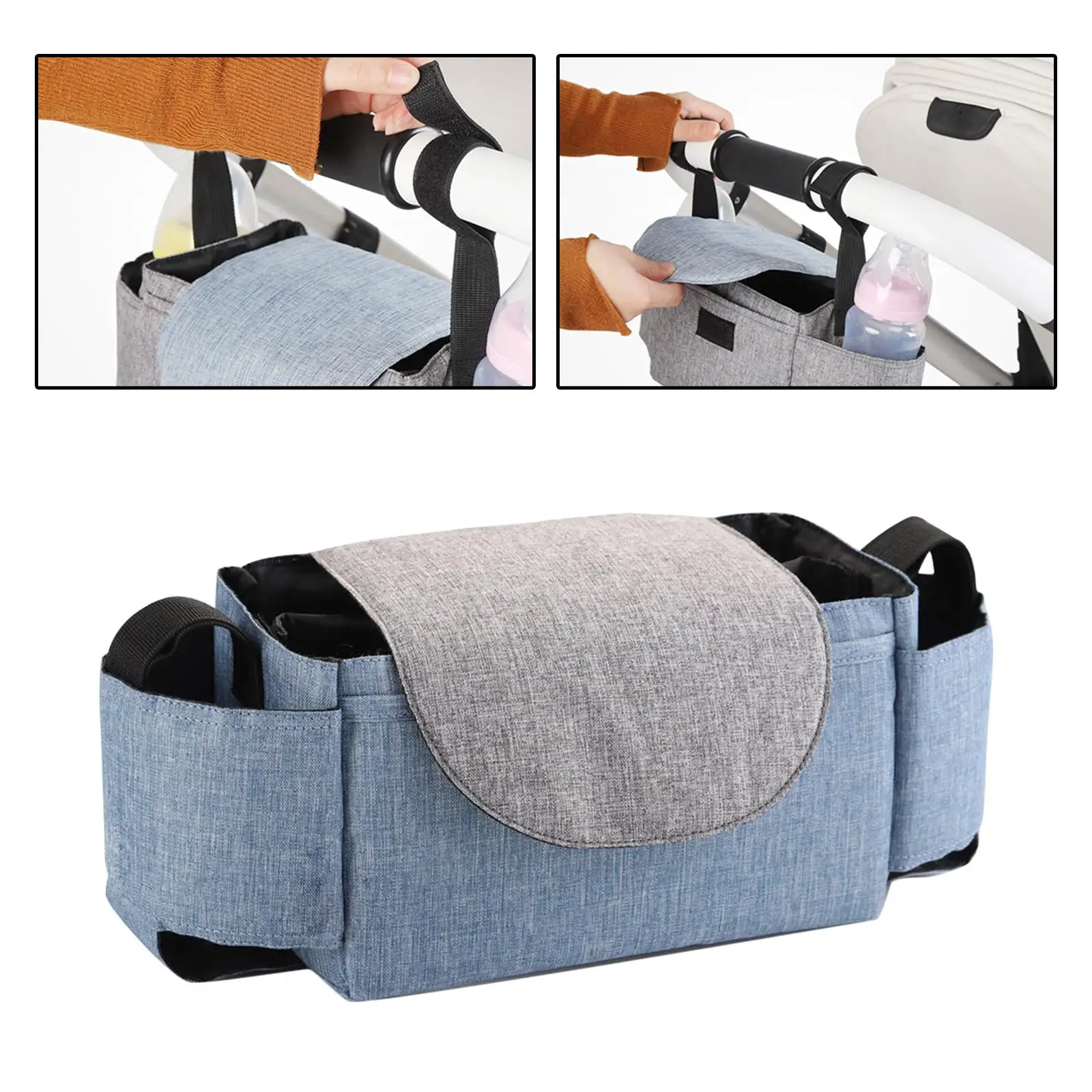 Multipurpose Stroller Organizer Bag with Bottle Holder Multiple Pockets for Stroller Pram