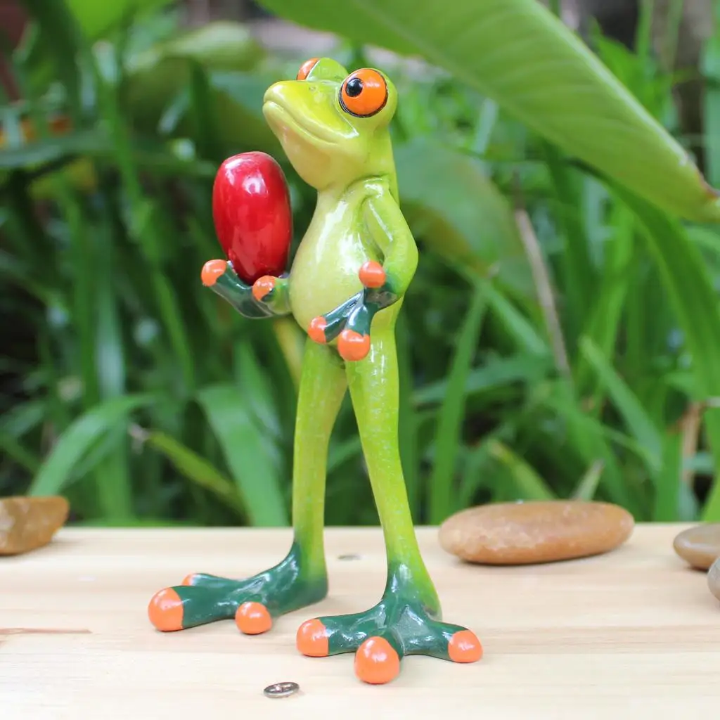 Resin 3D Craft Frog Figurine Office Desktop Decoration Collectible Ornament