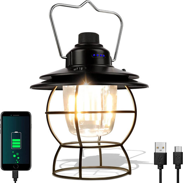 LED Vintage Rechargeable Camping Lantern with Dimmable Control powerbank  Portable for Outdoor camping Hanging Tent Light fishing