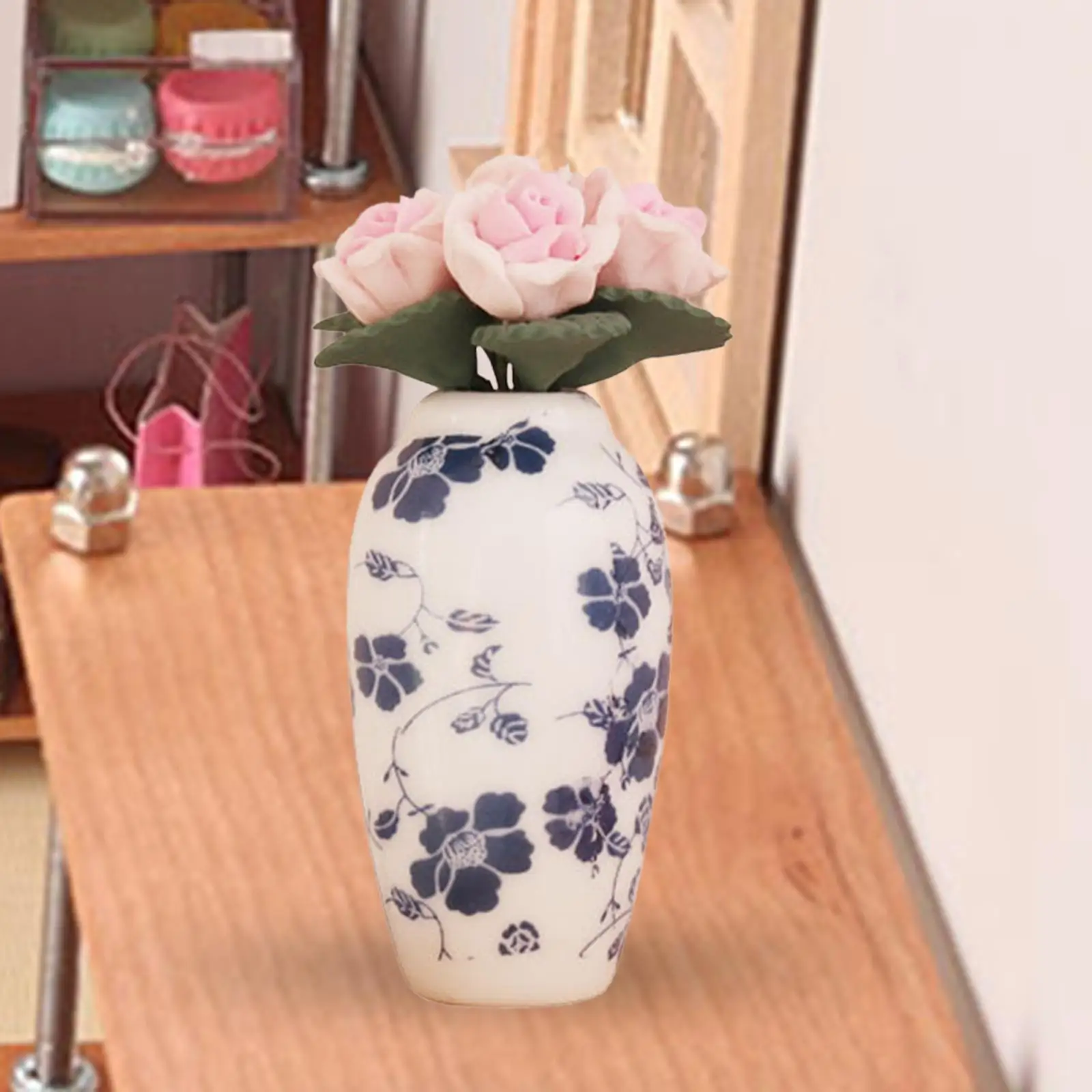 1/12 Dollhouse Miniature Potted Flower Educational Toys Accessories Desktop Decor DIY Bonsai Flower for Bedroom Living Room