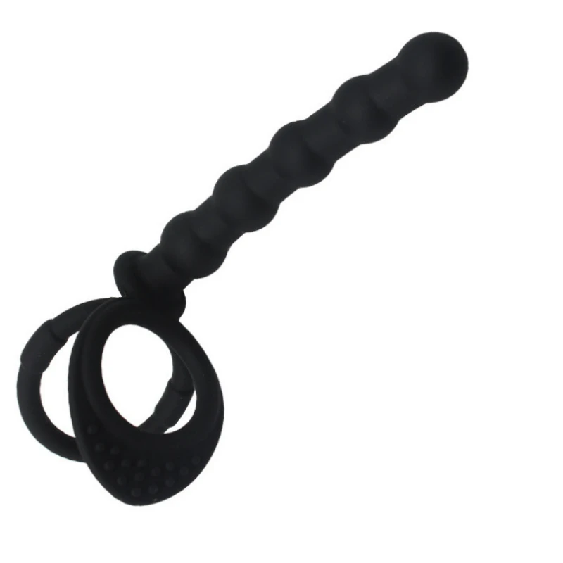 Double Penetration Dildo Rings Strap On Penis Delayed Ejaculation Anal Beads Butt Anus Vaginal Massager Sex Toys For Men Couples