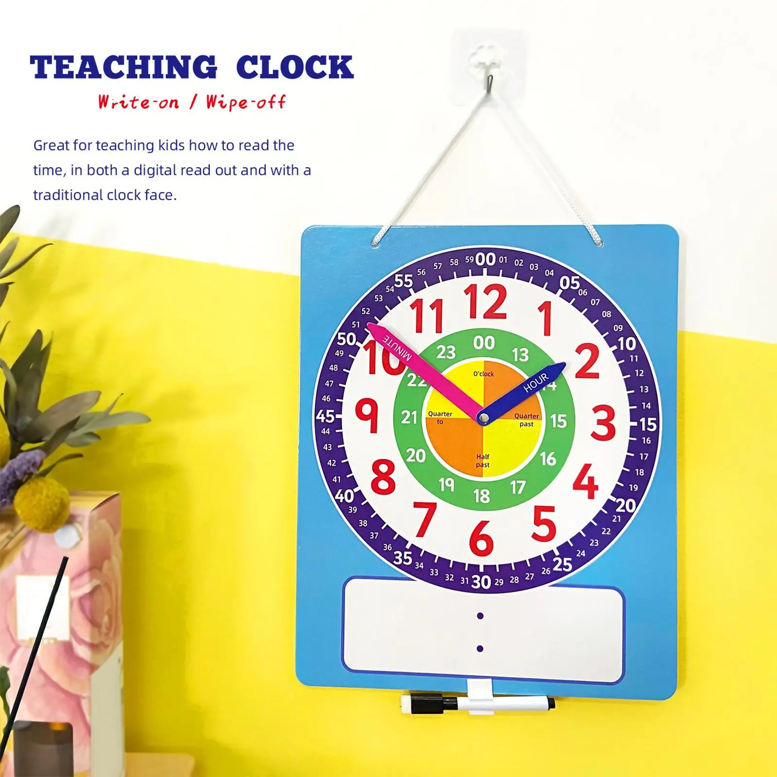 Early Learning Time Clock Toy Analog Learning Time Clock Teaching Teaching Time Clock for Preschool Homeschool 3 Years Old