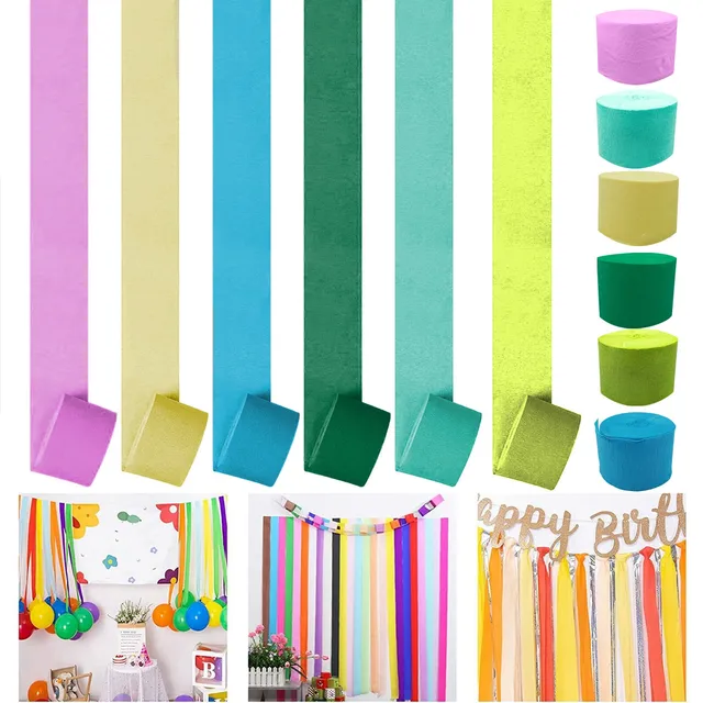 Rainbow Crepe Paper Streamers - 6 Rolls Colorful Party Streamers for  Various Festival Party Decorations