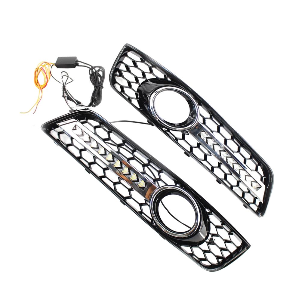 Car Front Fog Light Grilles Cover Trim Dynamic Flowing LED Lower Bumper Grill Fit for Audi A3 8P 2009-2013Left and Right Side