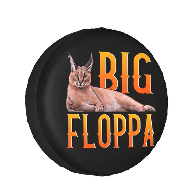 Funny Big Floppa Spare Wheel Tire Cover Case Bag Pouch for
