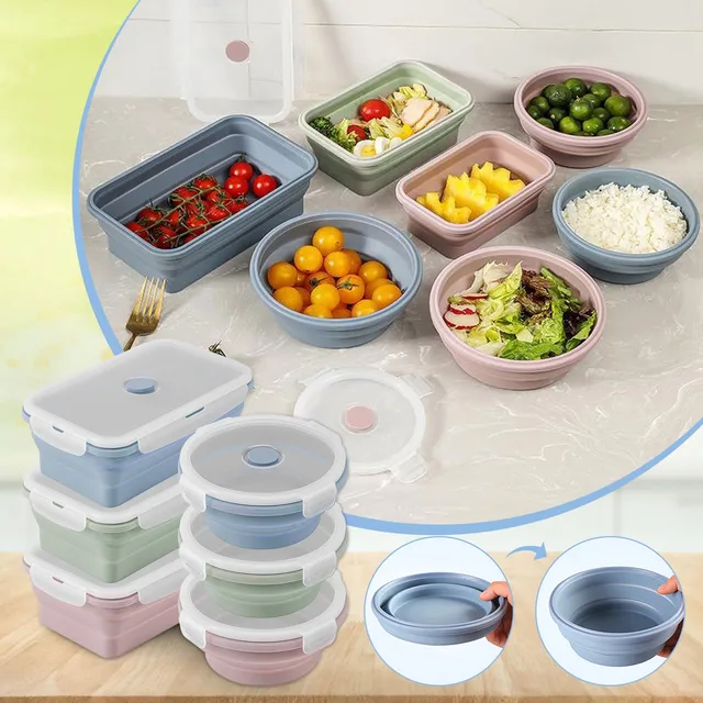 Buy Wholesale China Take Away Silicone Lunch Box Food Packaging Picnic Silicone  Collapsible Food Storage Portable Snack & Silicone Lunch Box at USD 3