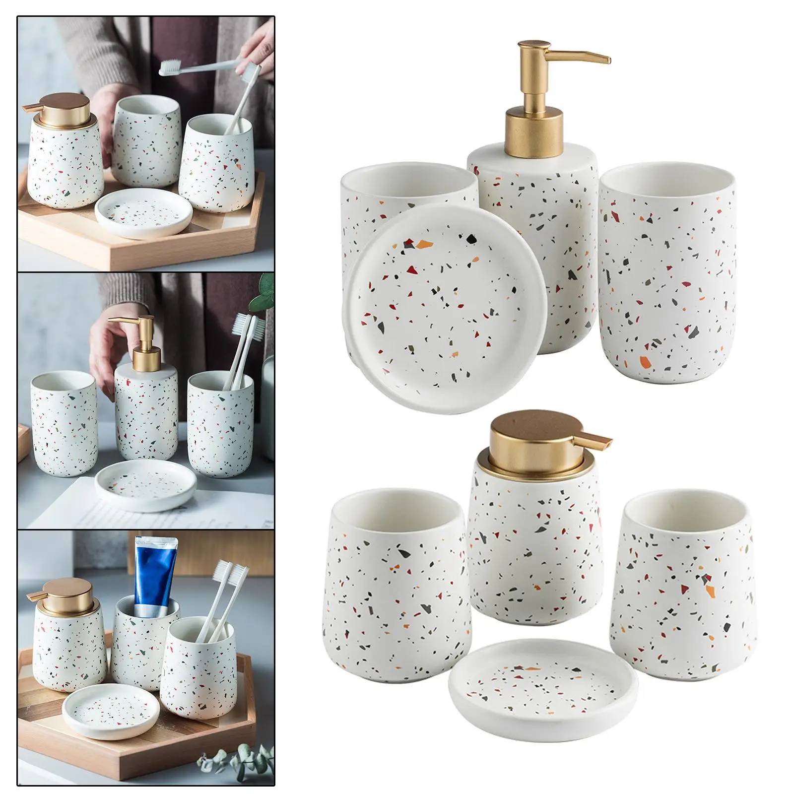 Bathroom Accessories Set Soap Dish Toothbrush Cup Mouth Cup Countertop Decor