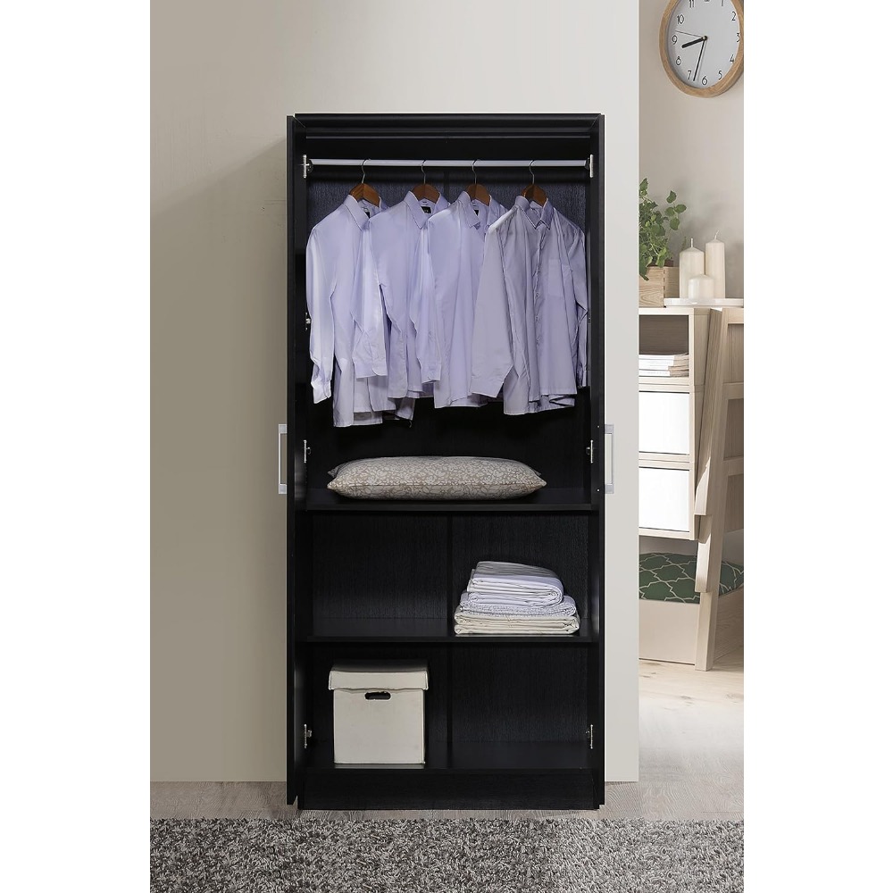 Title 14, Black Open Cabinet IMPORT 2 Door Wardrobe With ...