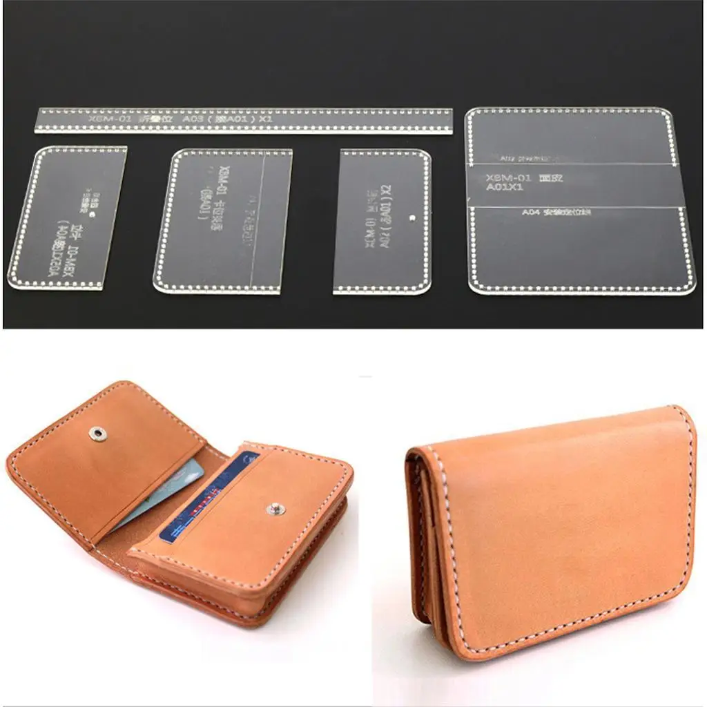 Handbag Acrylic Template Wallet Leather Pattern Acrylic Leather Templates for Bags, 5 Pieces