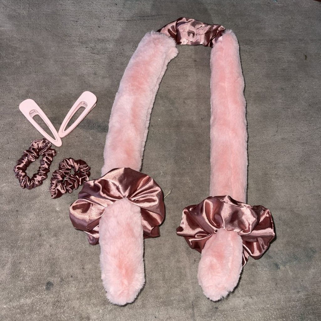No Heat Hair Curlers Soft Silk Headband Rollers Sleep In Overnight Natural Hairstyle with 2 Hair Loops 2 Hair Clip