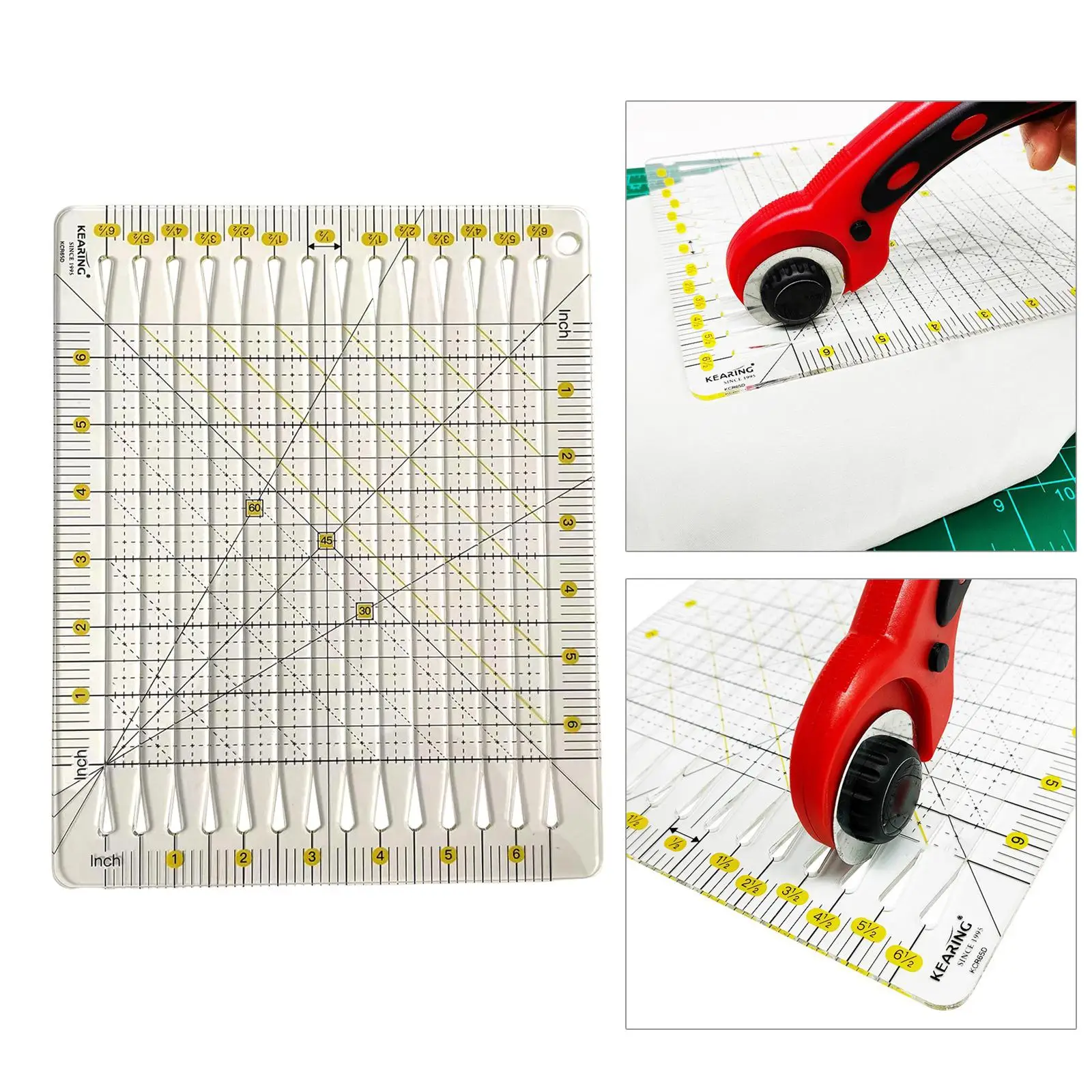 Transparent Patchwork Ruler with Grid Lines Stencils Multifunctional Cloth Cutting Sewing Ruler Template for Measuring  Tools