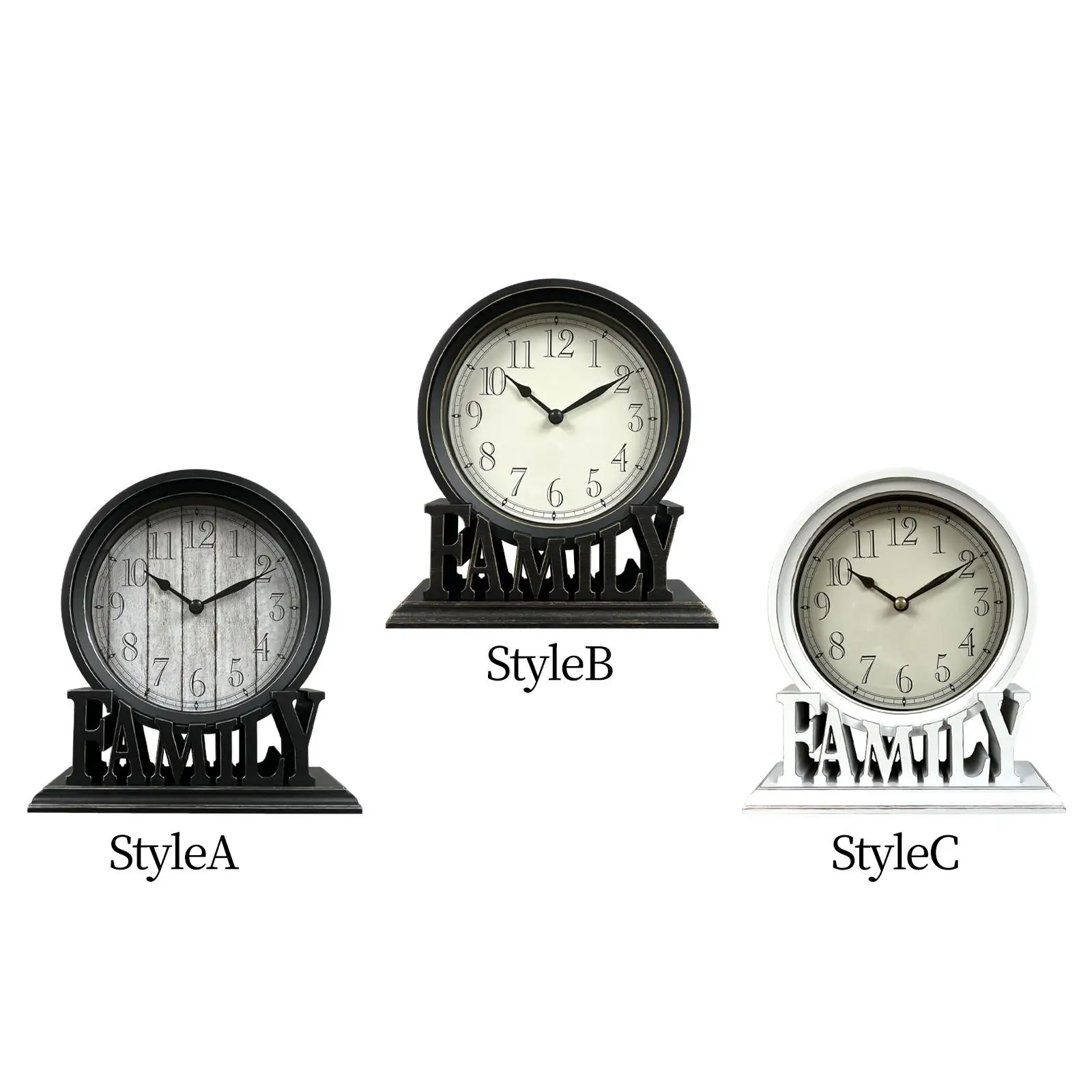 Round Table Clock On Stand Silent Mantel Clocks for Bedroom Fireplace Decors