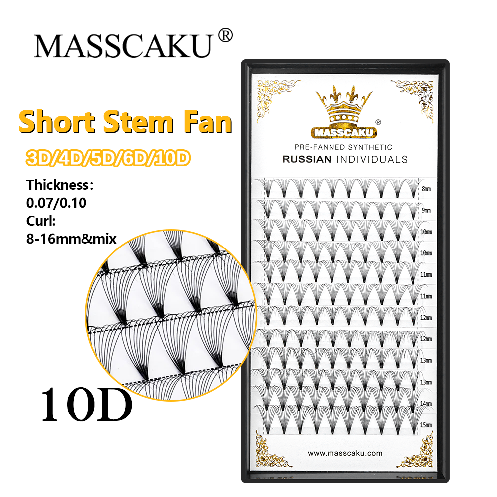 Best of MASSCAKU 3d / 4d / 5d / 6d / 10d Premade Volume Fans Eyelashes Soft Short Stem Russian Heat Bonded False Eyelash Extensions Reviews & Tips