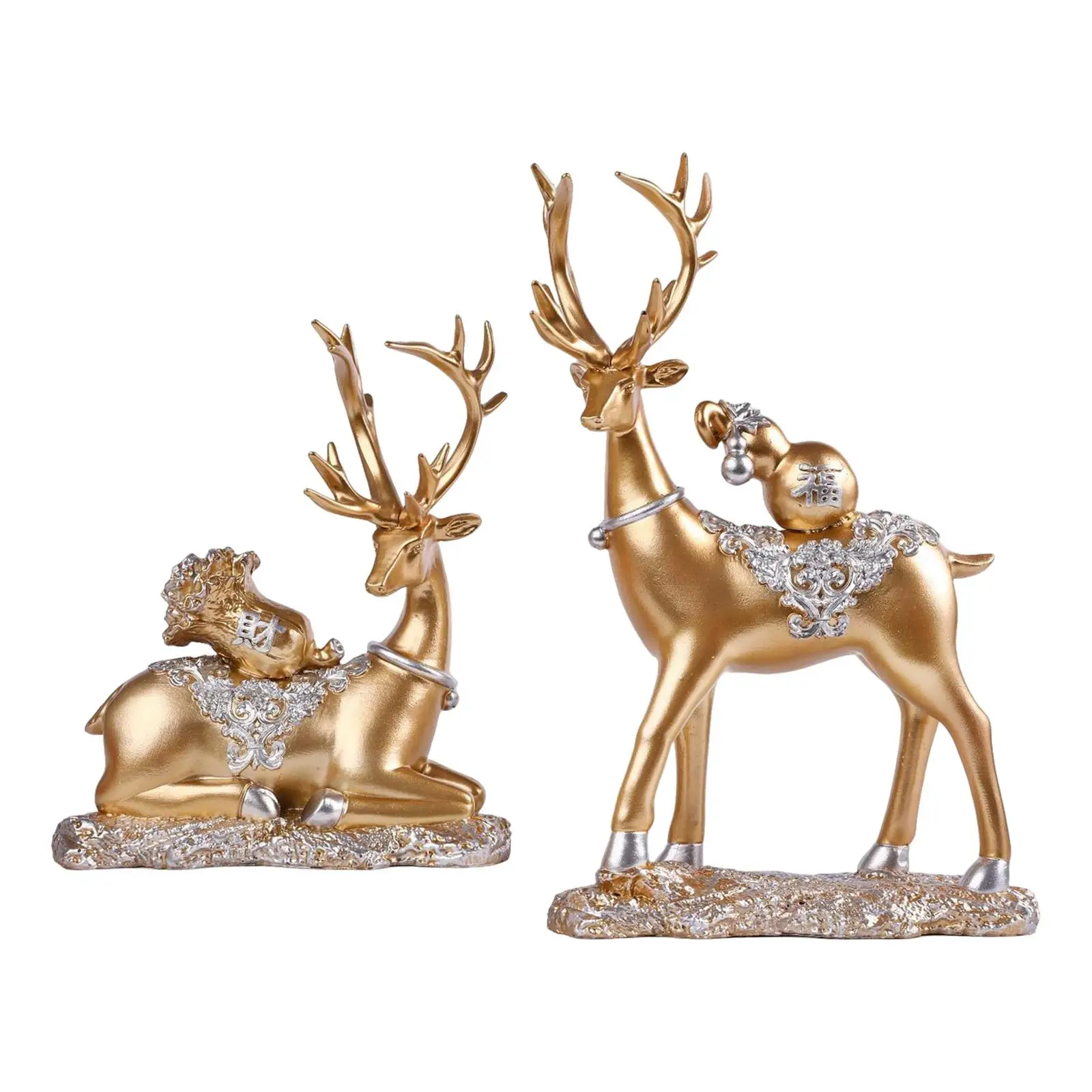 Modern Couple Reindeer Figurines Decorative Resin Deer Statues for Desktop