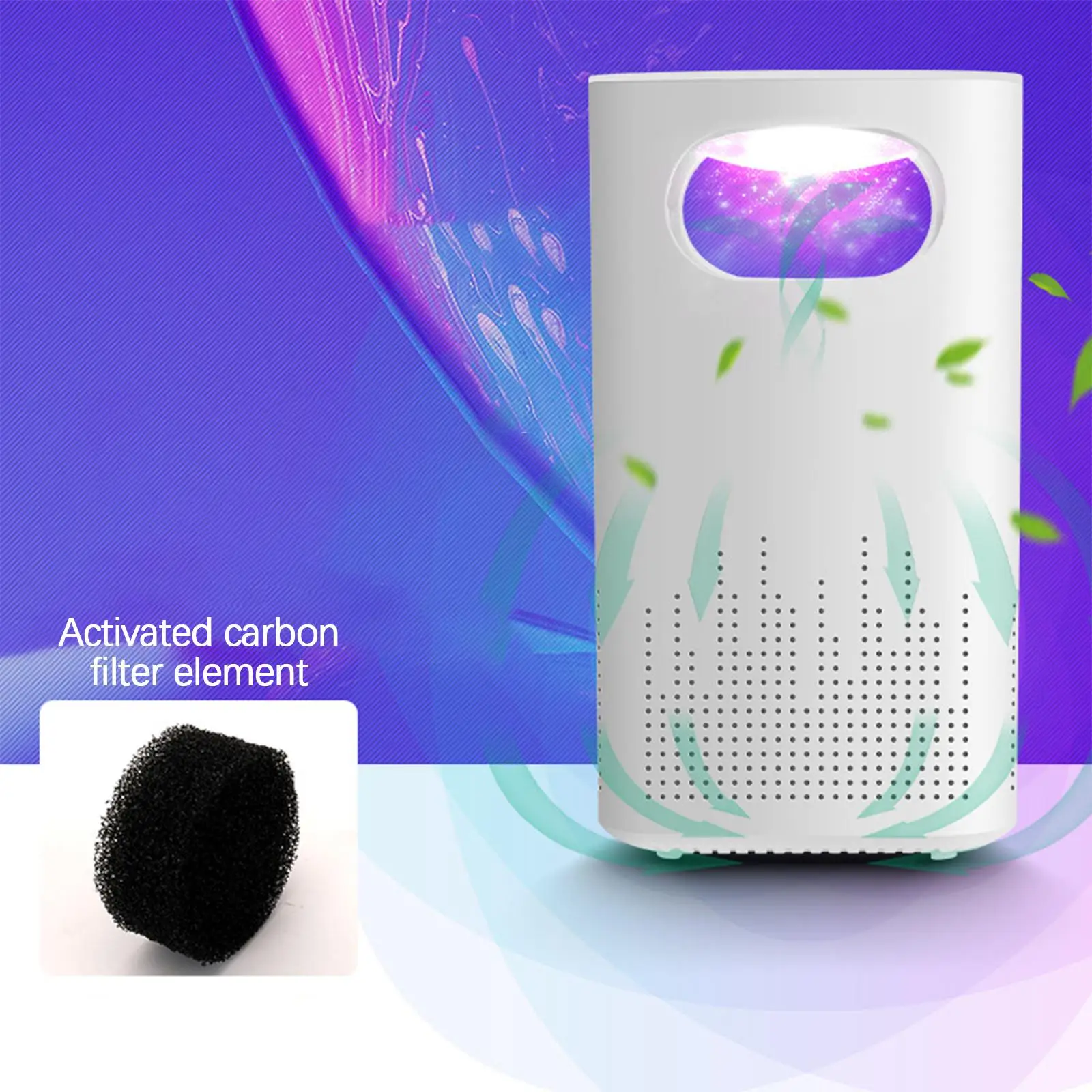 Air Purifier, Freshener Air Quality USB Charging W/ UV Light Breathe Dust Sensor Eliminator Ionizer for Smoke Pet Dander PM2.5