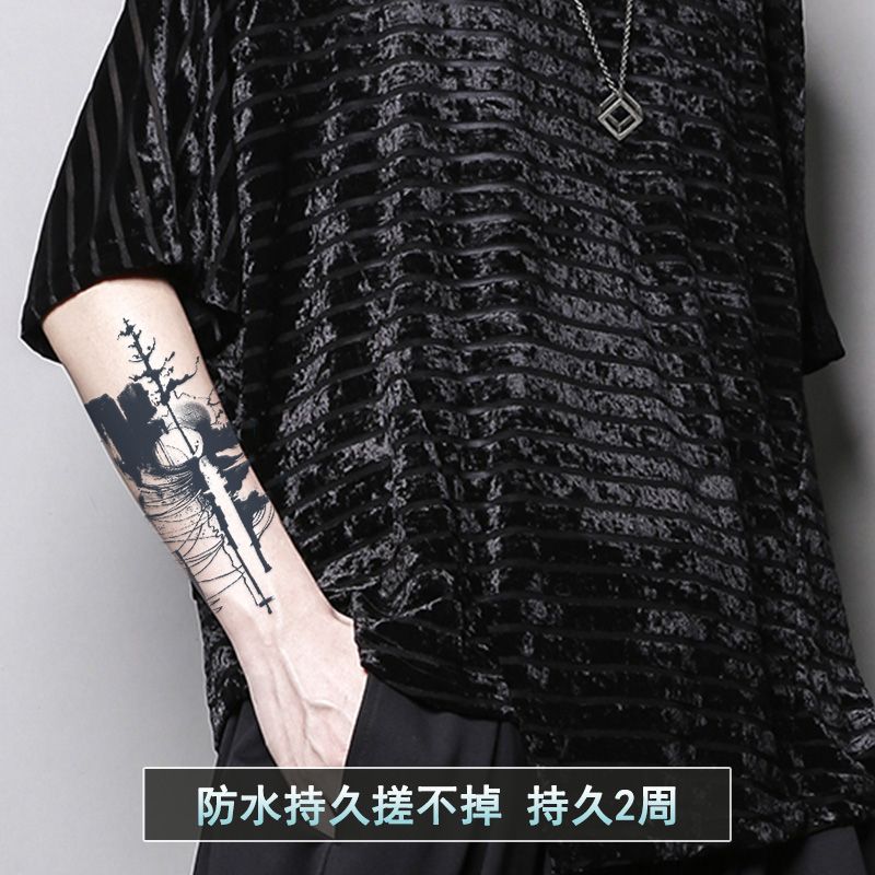 Kräuter tinte Baum Tattoo Aufkleber dauerhafte gefälschte Tätowierung für Frau Mann Arm temporäre Tätowierung Punk Kunst Faux Tattoos wasserdichte Tatuajes – Detail 5