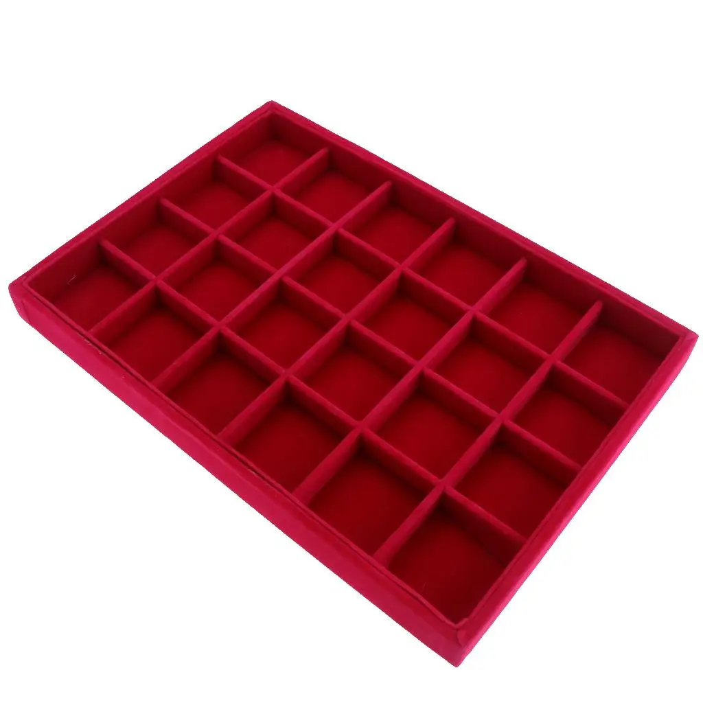 Jewelry Organizer Display Velvet Stackable Jewelry Storage Box Case -, 24 Grid