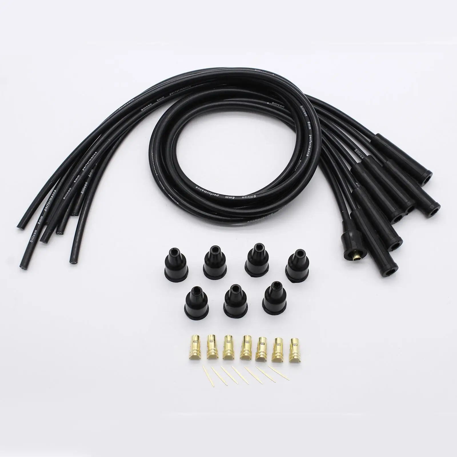 8mm Black Silicone HT Ignition Wires Car Accessories Spare Parts Spark Plug Cables Universal for 6 Cylinder Classic Cars