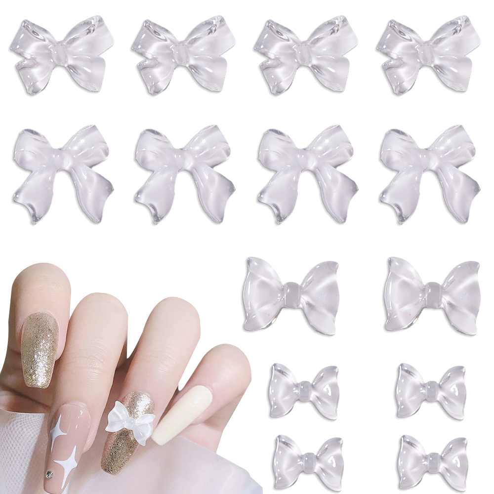 Best of 100pcs / lot 3D Butterfly Bows Nail Charms Ice Clear Bow Tie Nail Art Decoration Accessories Bowknot Resin Nail Jewelry Supplies Reviews & Tips