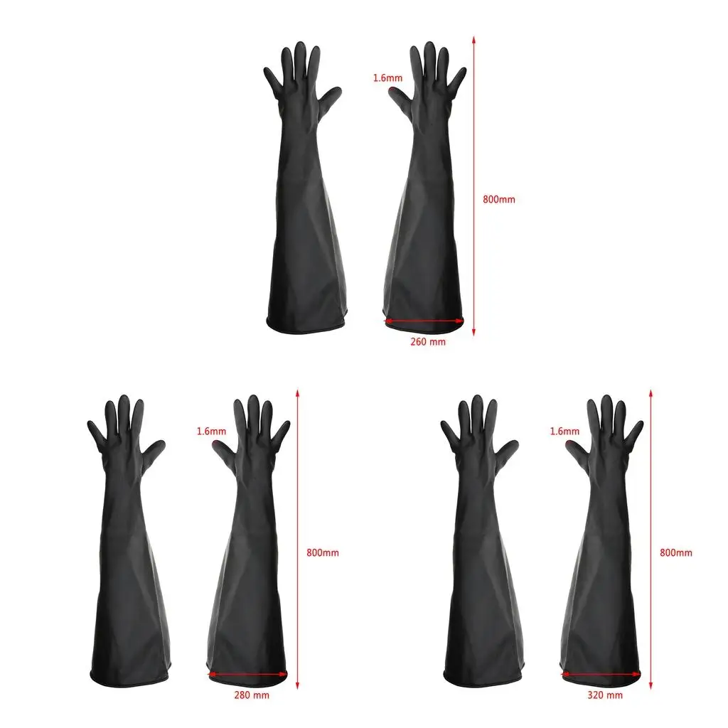 1pair 80cm  Solvent Chemical Resistant Latex Work Gloves Black