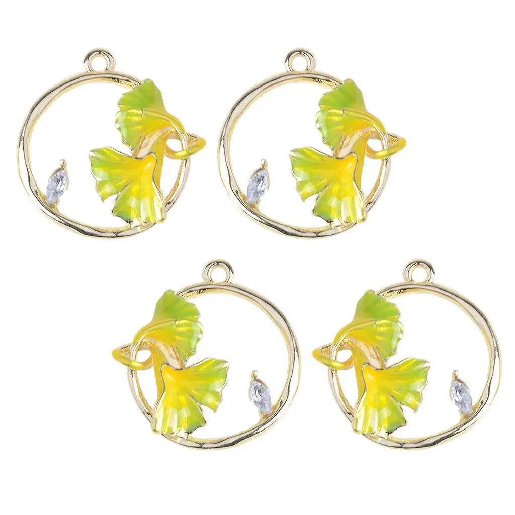4 Pieces Women Chic Ginkgo Leaf Charms Acrylic Pendant DIY Jewelry Earring Findings Crafts