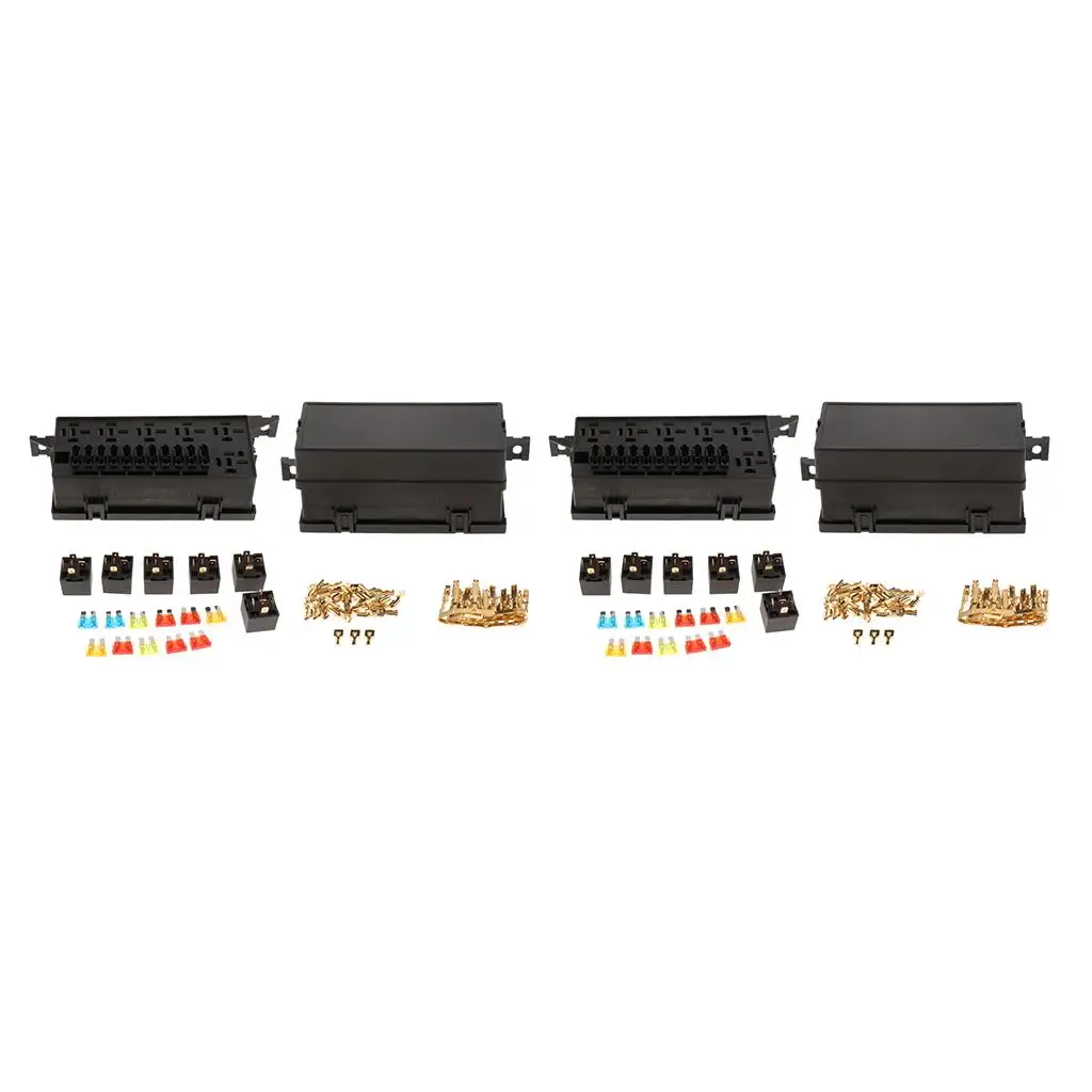 2x 11-Way Car  Holder Relay Box With Terminals Relays Waterproof Connector