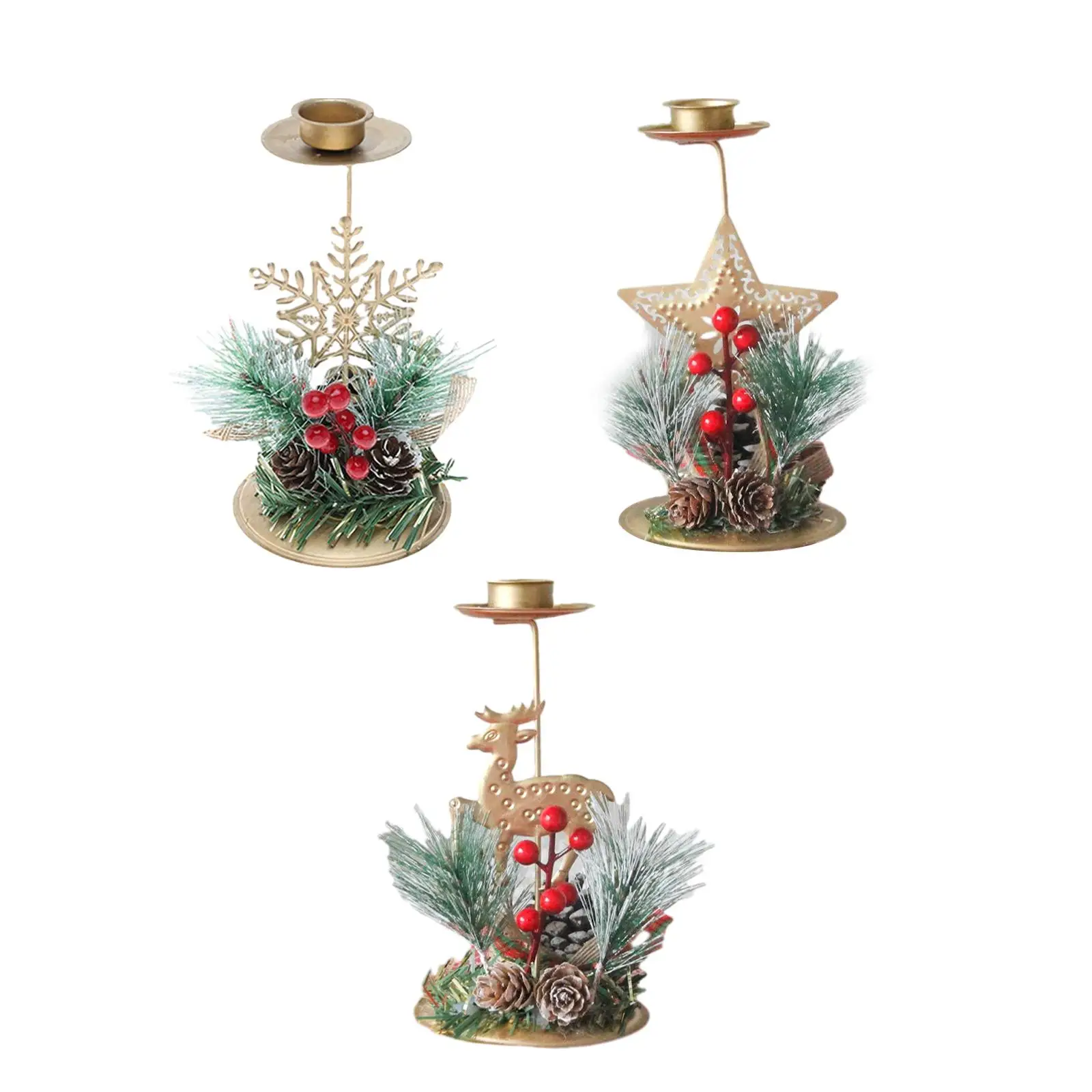 Christmas Candle Holder Candles Stand Iron Candleholder Pillar Candlestick for