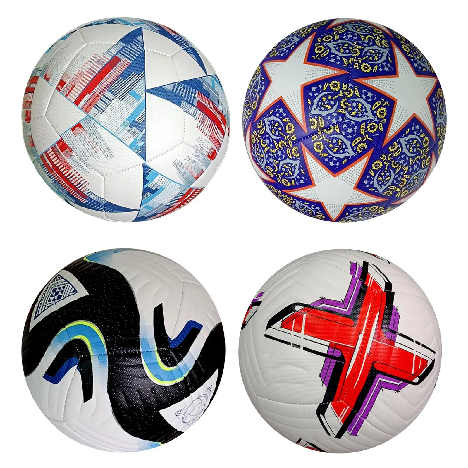 Soccer Ball Size 5 Durable PU Leather Machine Stitched Professional Match Ball for Game Competition Indoor Outdoor Playing