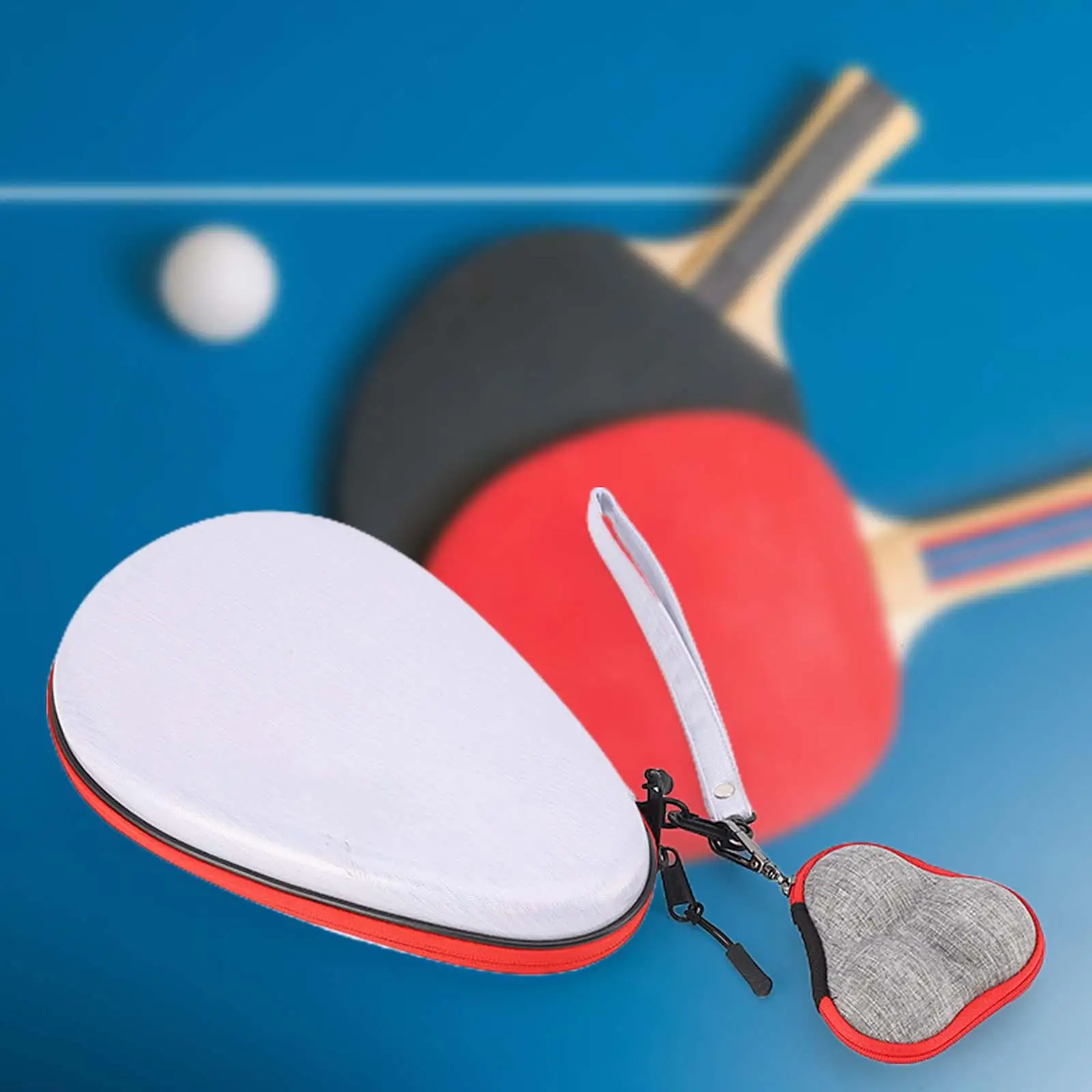 Table Tennis Racket Storage Box Portable Container Hard Gourd with Zipper Pingpong Paddle Case for Unisex Athlete Adult Training