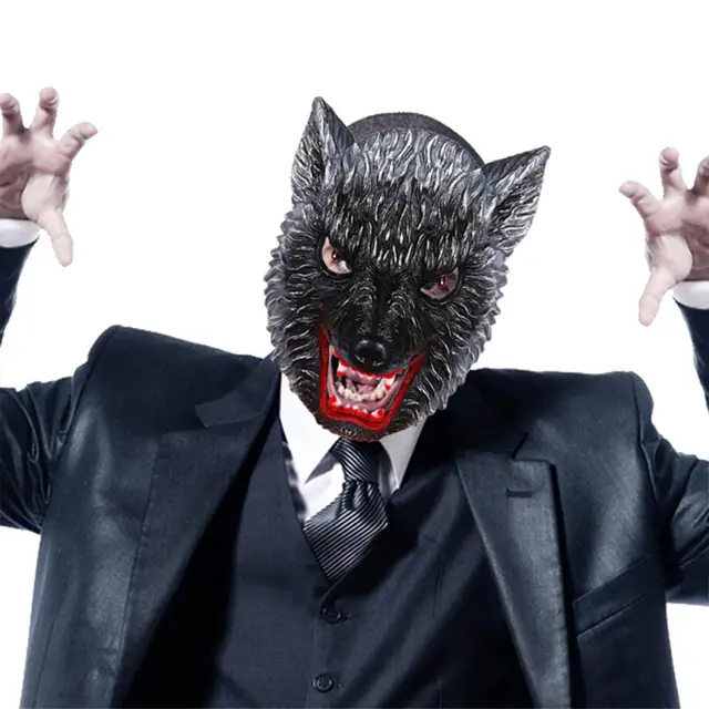 Máscara de cabeza de lobo y garras de Holloween - Máscara de terror para  fiesta de cosplay, disfraz de hombre lobo, regalo perfecto para disfraz de