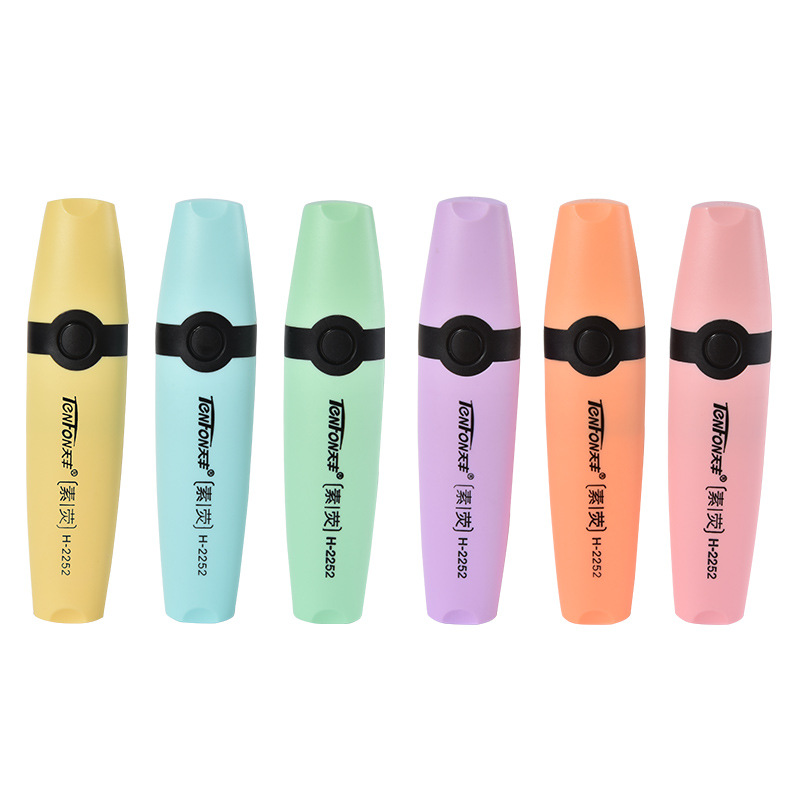 6 Teile/satz Highlighter Pastell Farben Meißel Spitze Marker Stift Flache Einzigen Kopf Licht Farbe Schräge Zeichnung Fluoreszierende Stift Marker – Detail 2