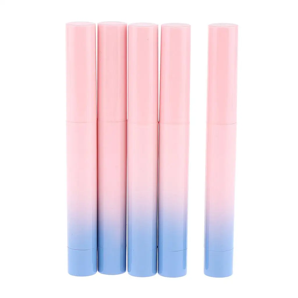 5, Gradient Color, Empty, 1.5 Gram Lip Tubes with Pink Caps