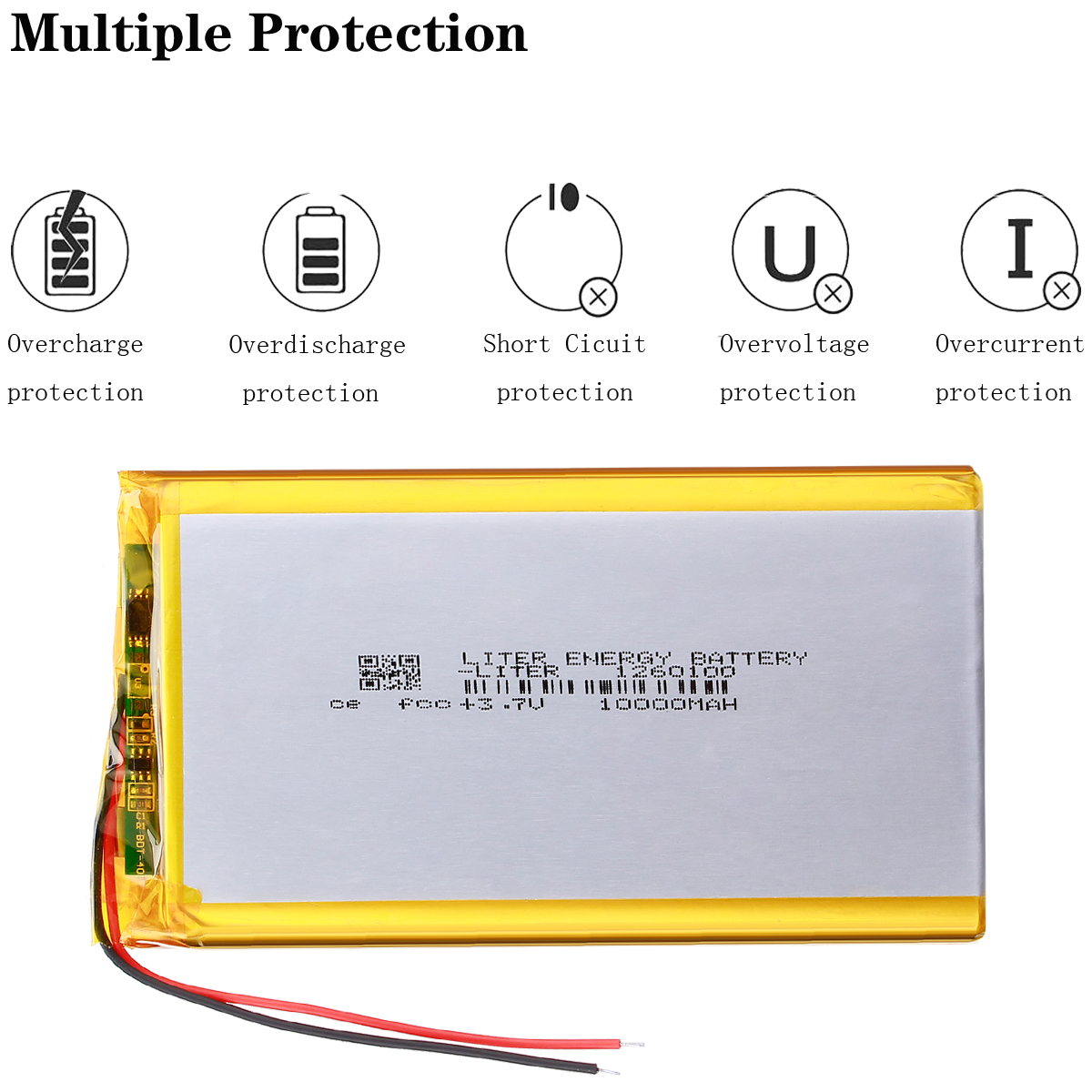 3.7v, 10000mah, 1260100 polímero de lítio bateria