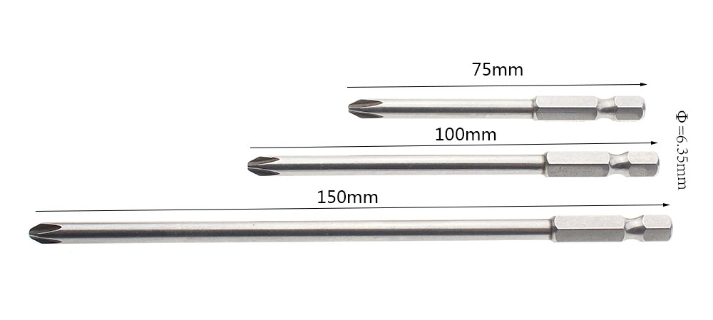 Description Picture 5 of item9pcs Magnetic Philips Screwdriver Set 1/4 Inch 6.35mm Shank S2 Alloy Steel 75mm 100mm 150mm Long Magnetic Hex Screwdriver Bit
