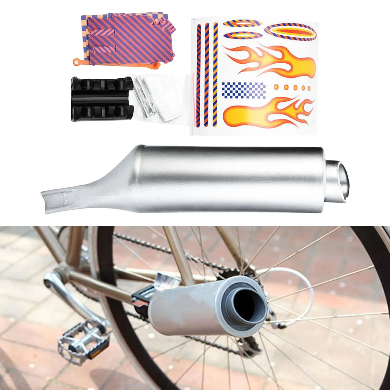 Rehomy Bike Turbo Pipe Exhaust System Bicycle Spoke Sound Maker Motocards Kit 