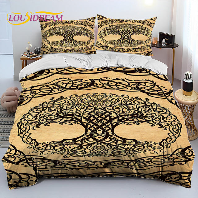 Viking Comforter set SoftoVintage Triple Horn of Odin Down Bedding set Quilt For good Bedroom with Pillowcases warm SoftoTwin/Full/Queen/King