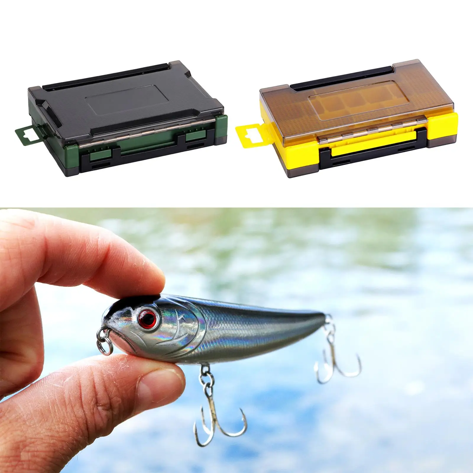 Double Sided Fishing Tackle Box Fishing Gear Removable Dividers Hook with Handle