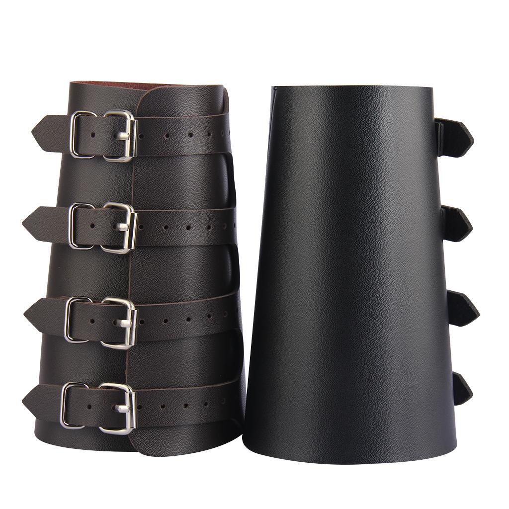 4 Layer Arm Armor Wide Belt Wrap Pu Leather Wristband Cuff Bracelet Bangle Adjustable Arm Warmer Gauntlet Bracer Protective