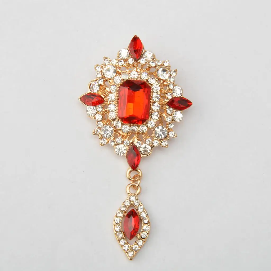Crystal Rhinestone Angle Tears Red Gemstone Brooch Pin Wedding Bridal