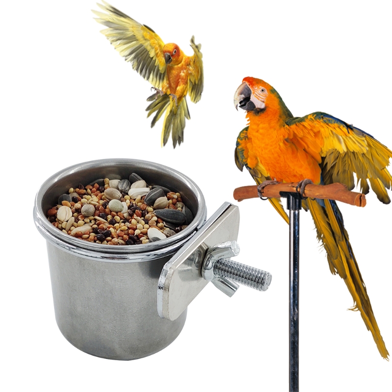 Title 9, Stainless Steel Cup Birds Foods Dish Water Cage...