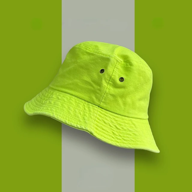 Fluorescent Bucket Hat Women Spring and Summer Fashion Green Sunscreen  Shade Street Wash Basin Hat All-match Men's Caps Panama