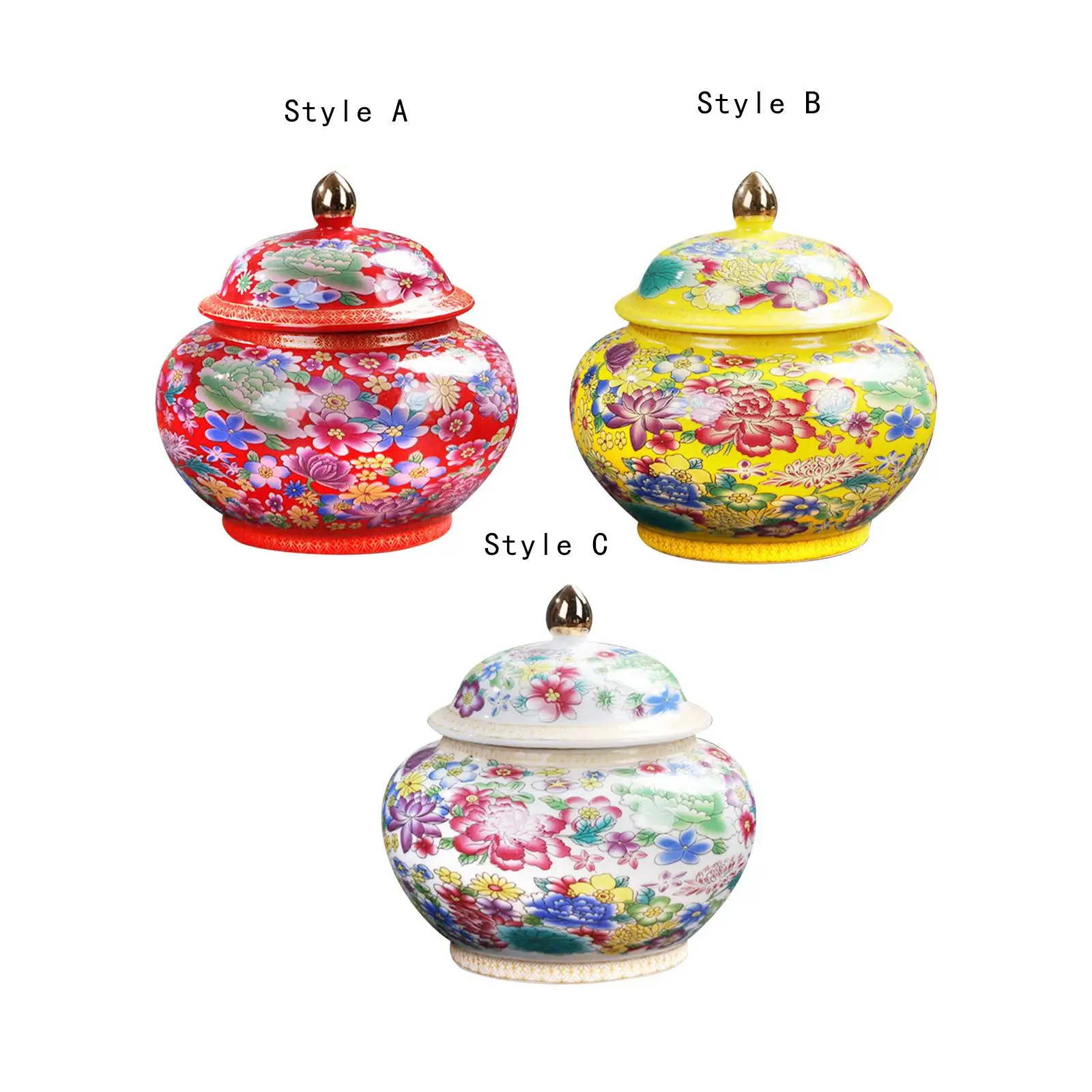 Ceramic Colour Enamel Tea Storage Jar 800ml 5.5x5.5inch Small Size Multifunctional Traditional for Dining Table Decoration