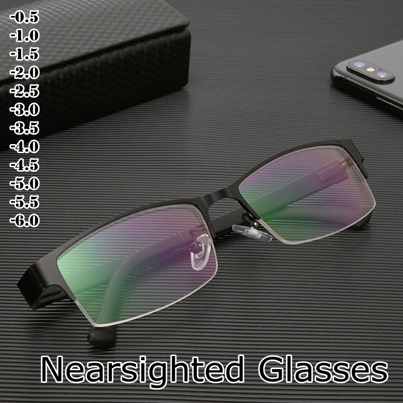 0 zu-6,0 Männer Lesebrille Klar Myopie Gläser Metall Rahmen Gläser für Männer Unisex Brillen Retro Brille für männer – Detail 3